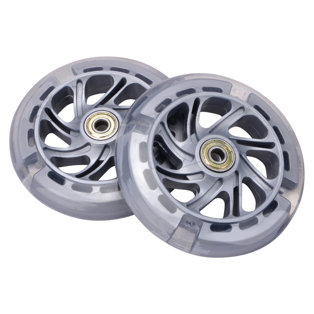 Flashing Front 120mm Wheels Set (Grey) - Teeny Fold 3 Wheel Scooter
