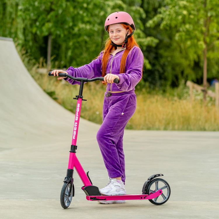 Pink Big 2 Wheel Scooter Foldable Kids Age 6 16 BOLDCUBE