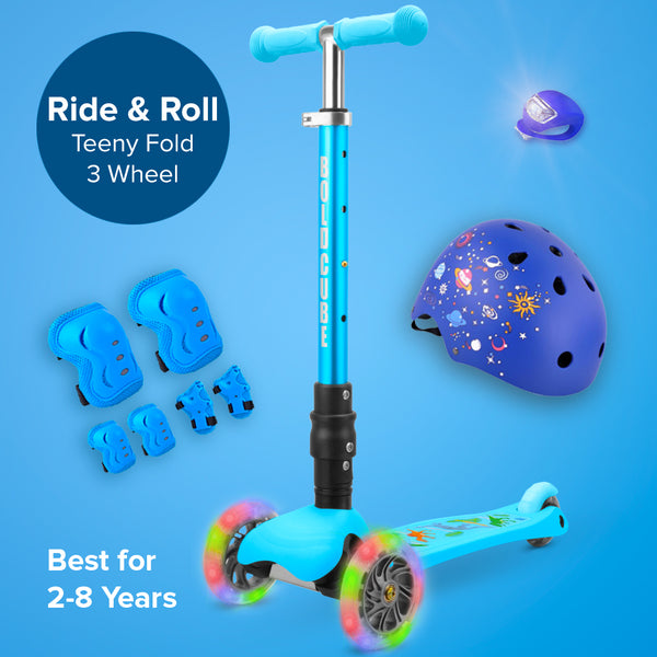 Ride & Roll - Blue Teeny Fold Gift Set – BOLDCUBE Scooters
